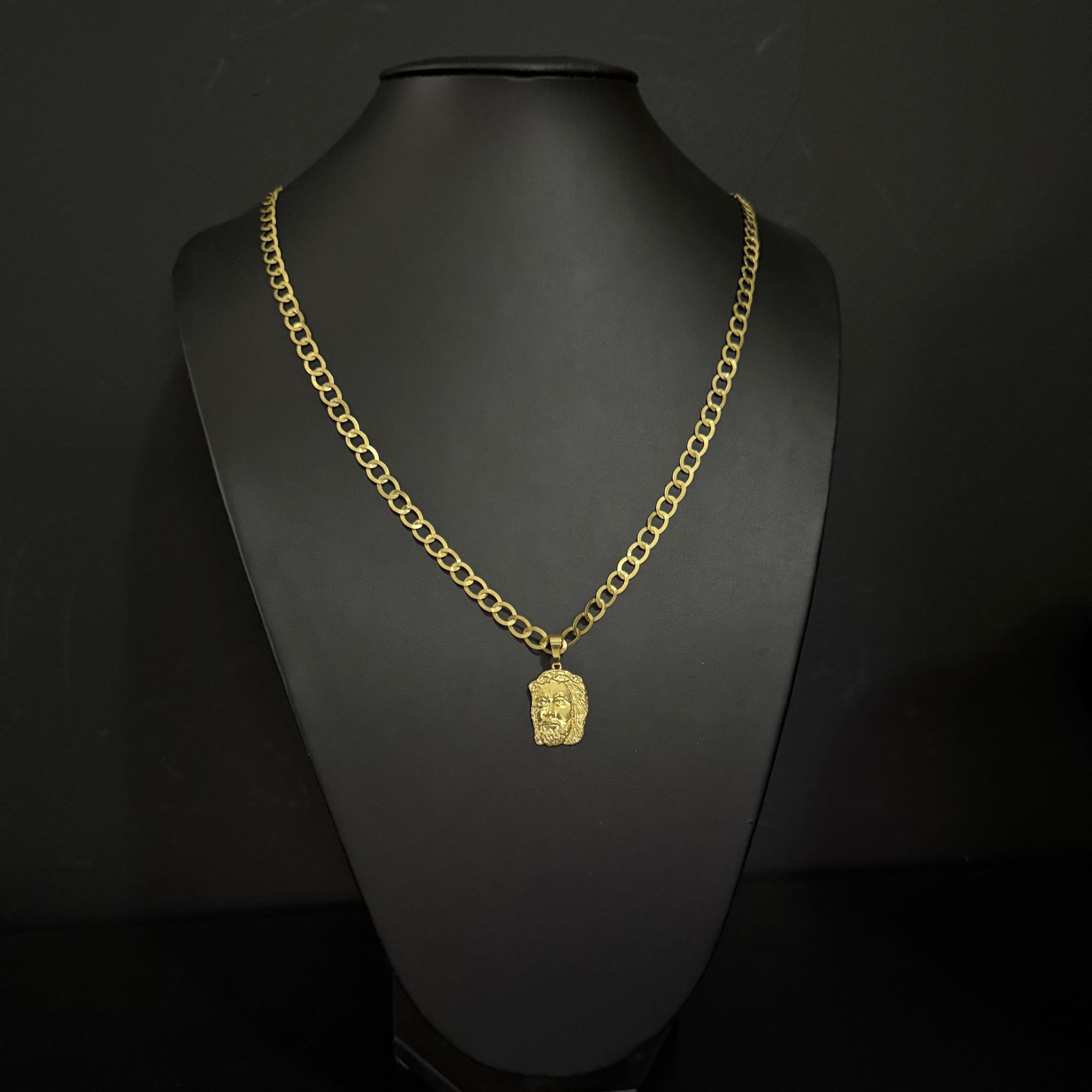 Corrente Elo Redondo 5mm + Pingente Face de Cristo (100% Moeda Antiga Envernizada)