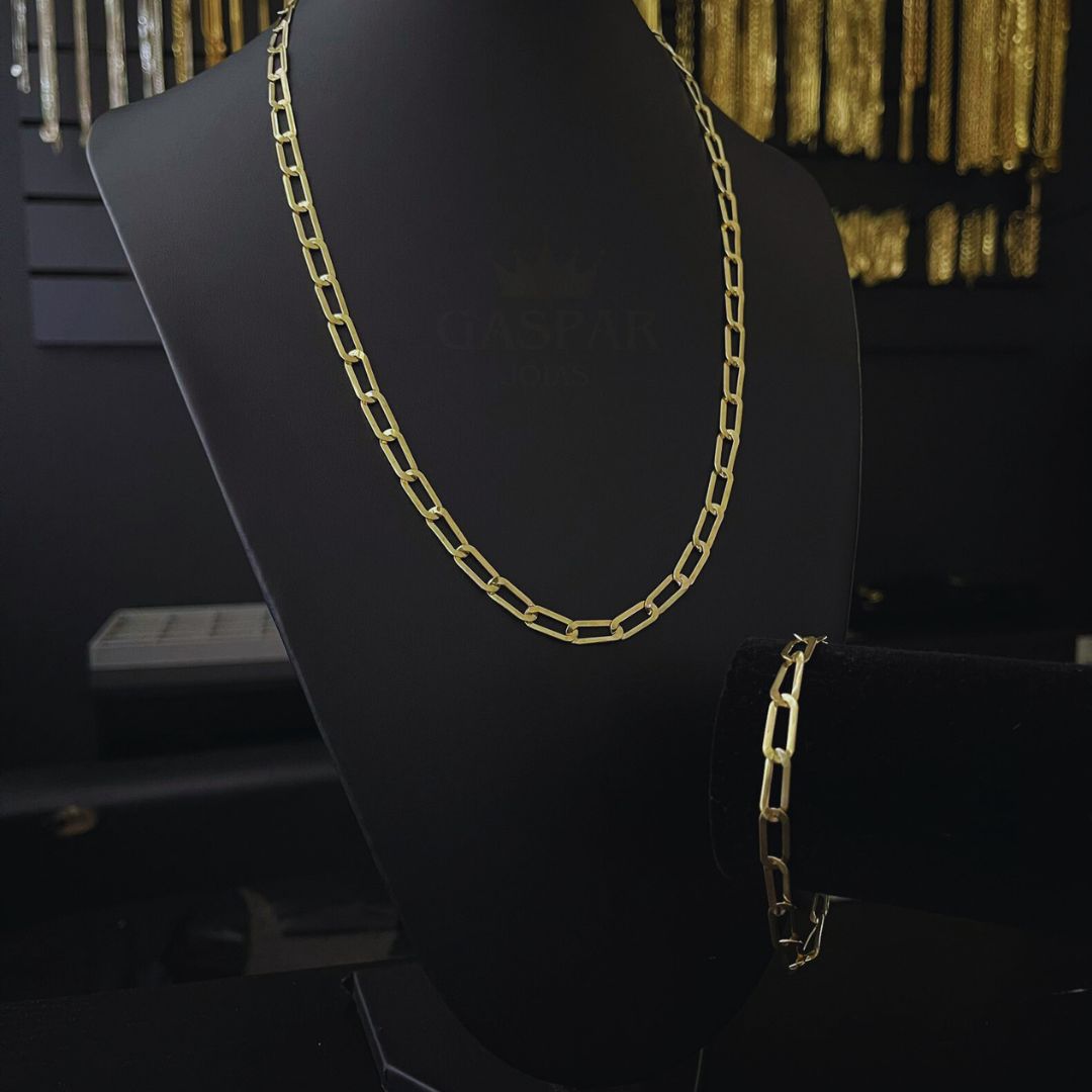 KIT - CORRENTE E PULSEIRA LAMINADA LONG 6MM - PROMOÇÃO ANO NOVO