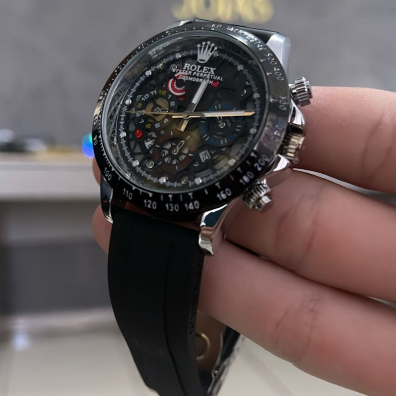 Relógio Rolex - Daytona Borracha Fundo Preto