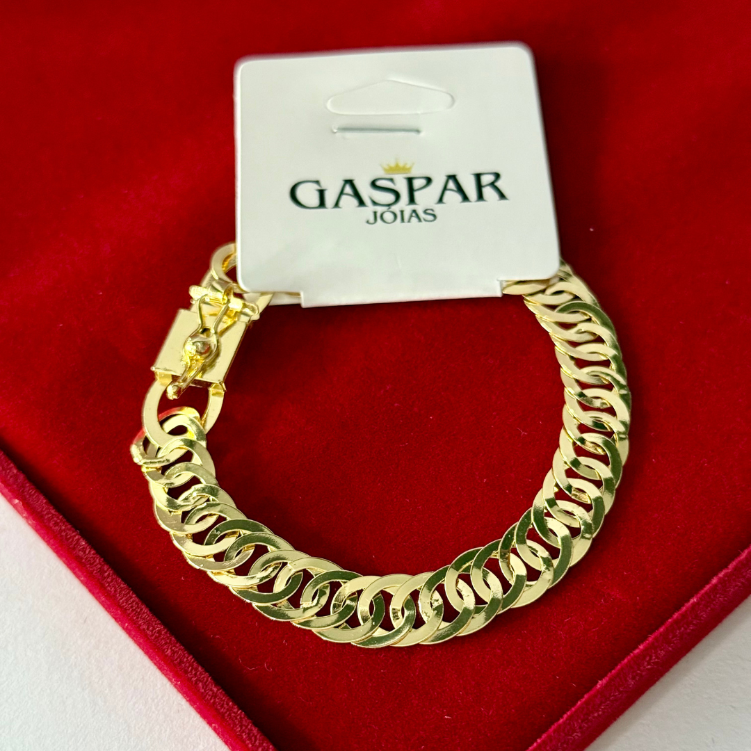 Pulseira Elo Laminada Elo Duplo 12mm 100% Moeda Antiga Premmium Identico Ouro 18k