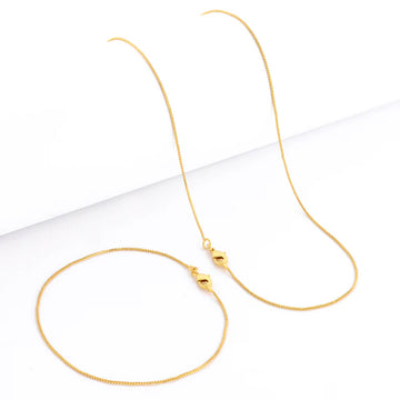 Kit Corrente e Pulseira - Veneziana 0,8mm - Banhado A Ouro 18k