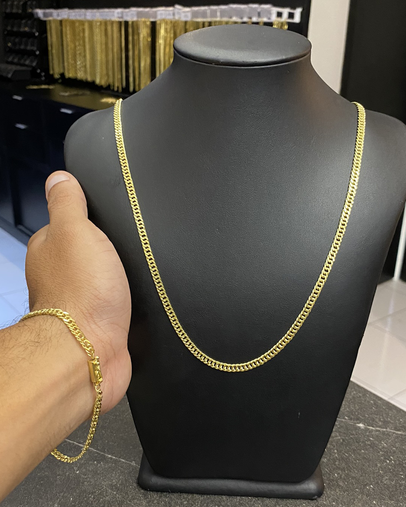 CORRENTE GRUMET 4MM + PULSEIRA GRUMET 4MM (MOEDA ANTIGA)