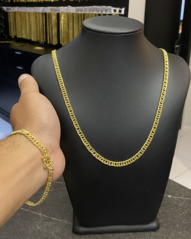 CORRENTE GRUMET 5MM + PULSEIRA GRUMET 5MM (MOEDA ANTIGA)