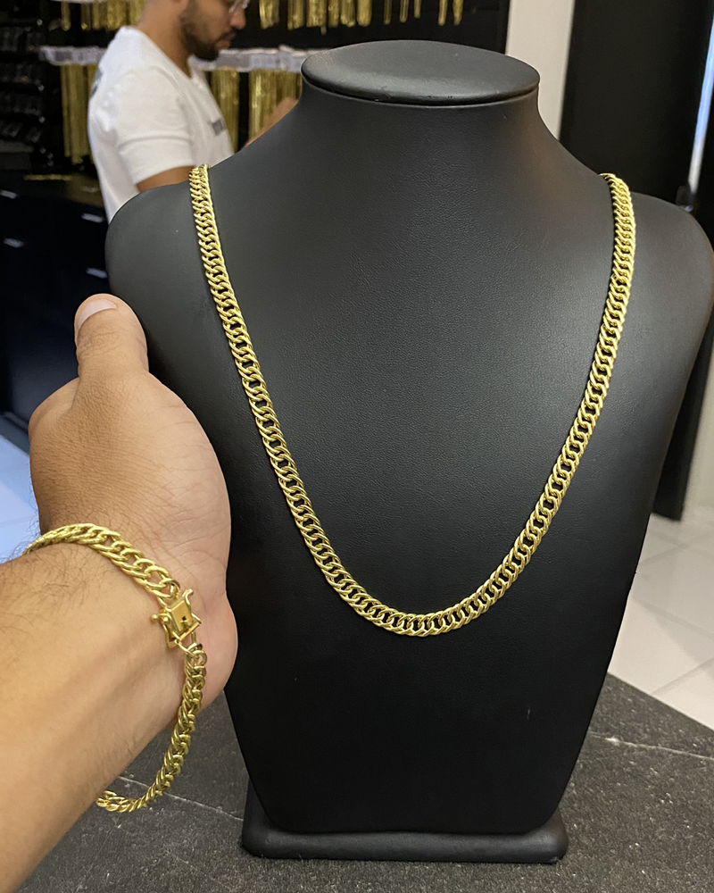 CORRENTE GRUMET 7MM + PULSEIRA GRUMET 7MM (MOEDA ANTIGA)