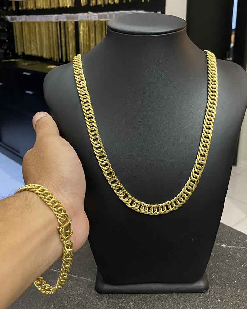 CORRENTE GRUMET 10MM + PULSEIRA GRUMET 10MM (MOEDA ANTIGA)