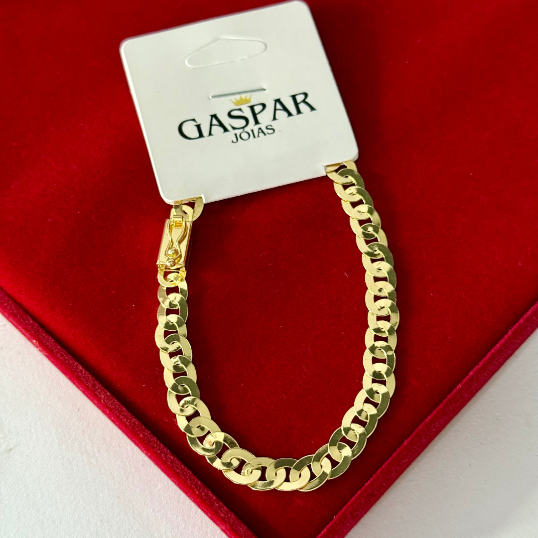 Pulseira Elo Laminada Escama de Peixe 6mm 100% Moeda Antiga Premmium Identico Ouro 18k