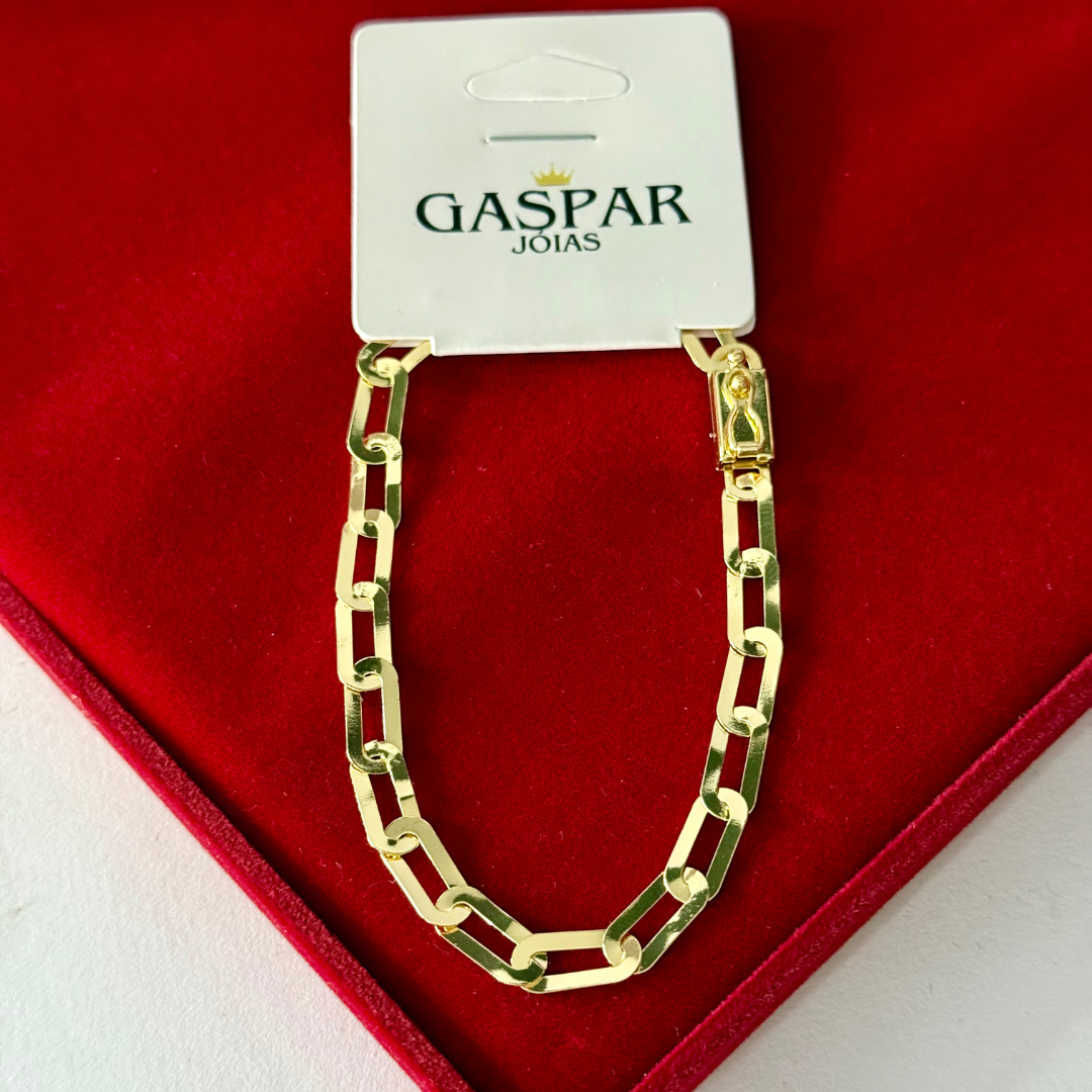 Pulseira Elo Laminada Long 6mm 100% Moeda Antiga Premmium Identico Ouro 18k