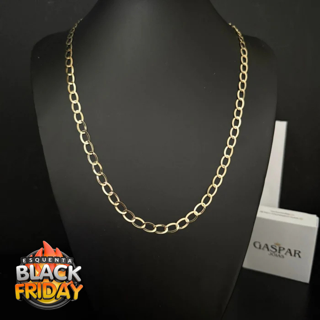 Corrente Oval Laminada 6mm - Moeda Antiga Italiana Envernizada + Banho de 10 Millessimos Ouro 18K