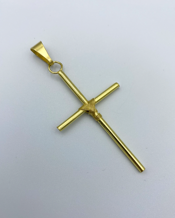 PINGENTE CRUZ ENROLADA GRANDE - 5x3cm - MOEDA ANTIGA