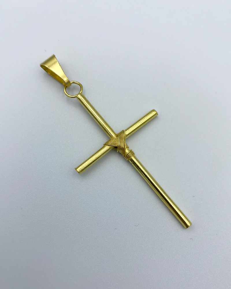 PINGENTE CRUZ ENROLADA GRANDE - 5x3cm - MOEDA ANTIGA