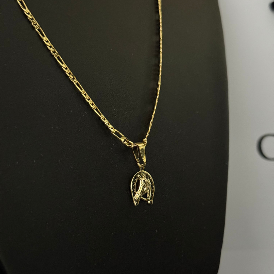 Corrente Elo 3x1 - 2mm + Pingente da sua Escolha (Banhado a Ouro 18k)