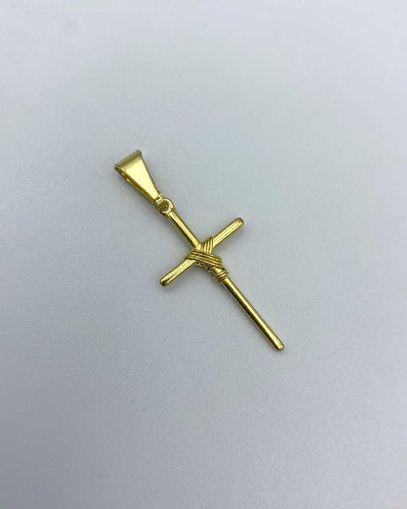 PINGENTE CRUZ ENROLADA PEQUENA - 3x2cm - MOEDA ANTIGA