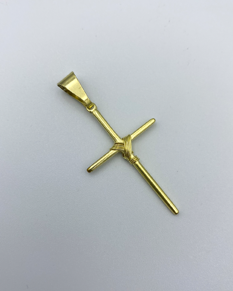 PINGENTE CRUZ ENROLADA MÉDIA - 4x2,5cm - MOEDA ANTIGA