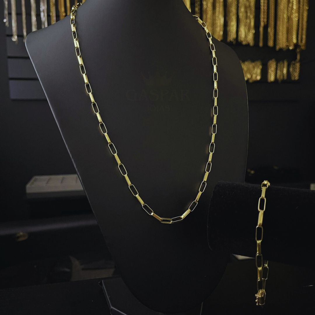 KIT - CORRENTE E PULSEIRA MASCULINA CARTIER LONG 4MM - PROMOÇÃO ANO NOVO