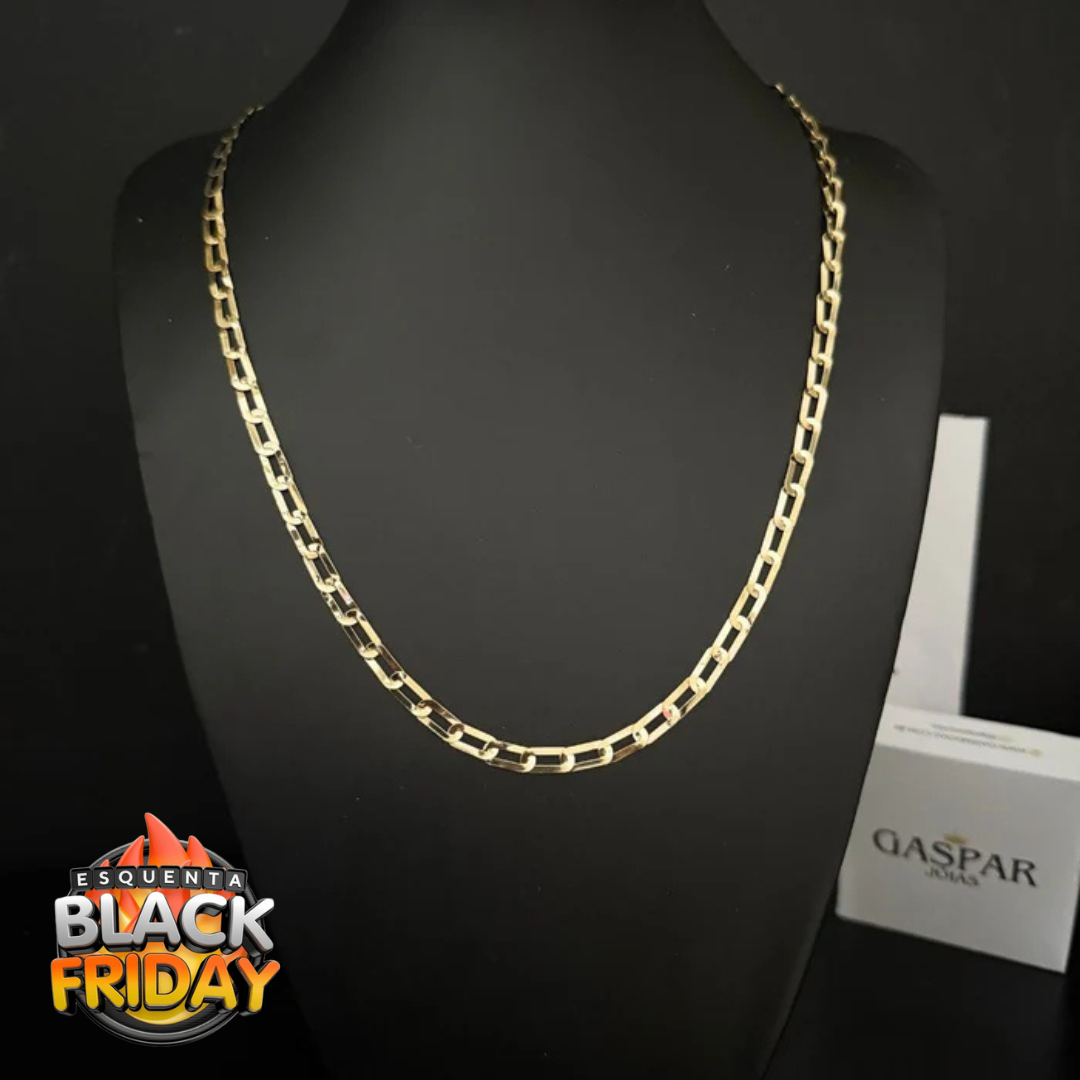 Corrente Long Laminada 2mm - Moeda Antiga Italiana Envernizada + Banho de 10 Millessimos Ouro 18K