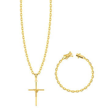 Kit Corrente e Pulseira - Cadeado 2mm - Banhado A Ouro 18k
