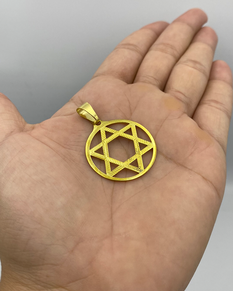 PINGENTE ESTRELA DE DAVI VAZADO GRANDE - 3,5x3,5cm - MOEDA ANTIGA