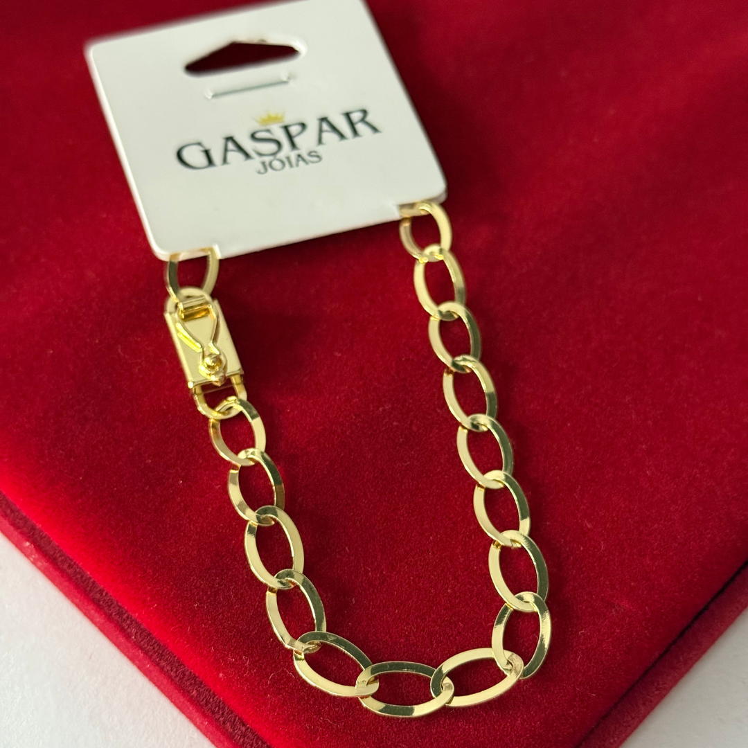 Pulseira Elo Laminada Elo Oval 6mm 100% Moeda Antiga Premmium Identico Ouro 18k