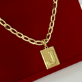 Corrente Chapeada Laminada 6mm + Pingente Letra - Premium Moeda Antiga Italiana + Verniz + Banho de 10 Millessimos Ouro