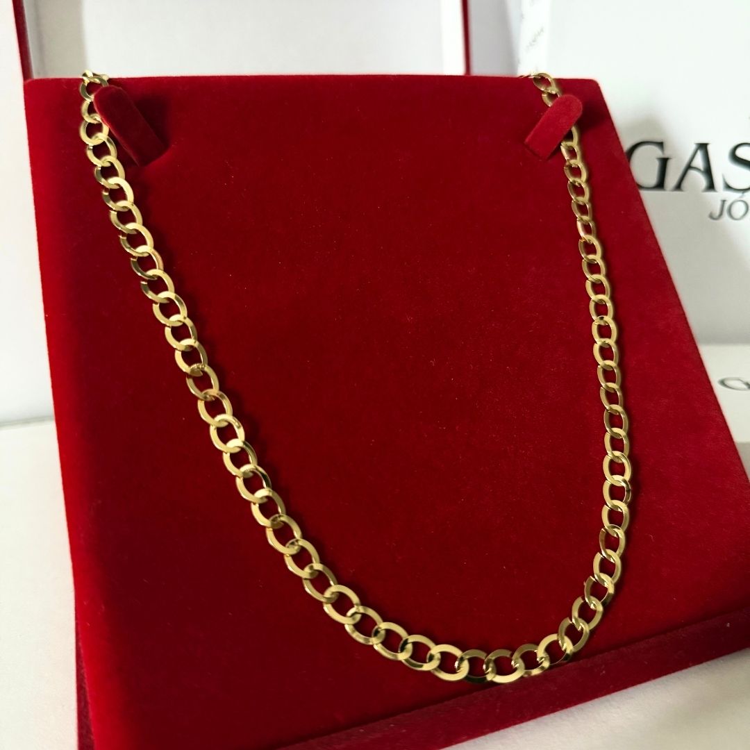 Corrente Elo Redondo Laminada 5mm - Moeda Antiga Italiana Envernizada + Banho de 10 Millessimos Ouro 18K