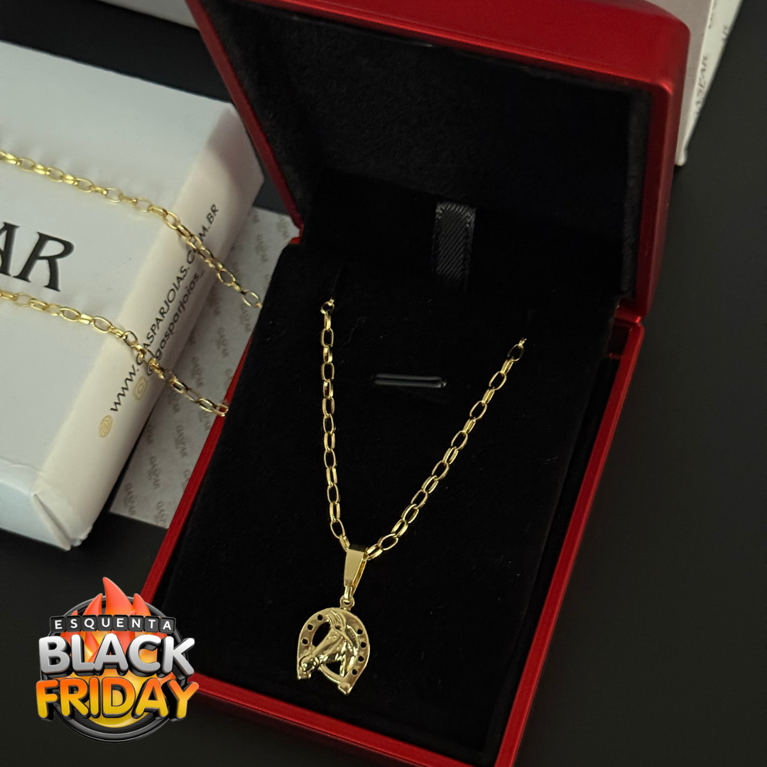 Corrente Cartier Redonda 2mm + Pingente da sua Escolha (Banhado a Ouro 18k)