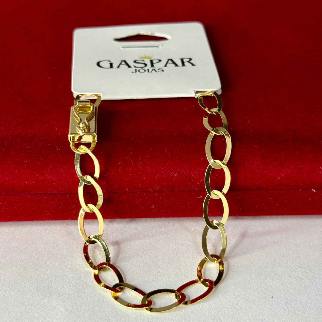 Pulseira Elo Laminada Elo Oval 6mm 100% Moeda Antiga Premmium Identico Ouro 18k