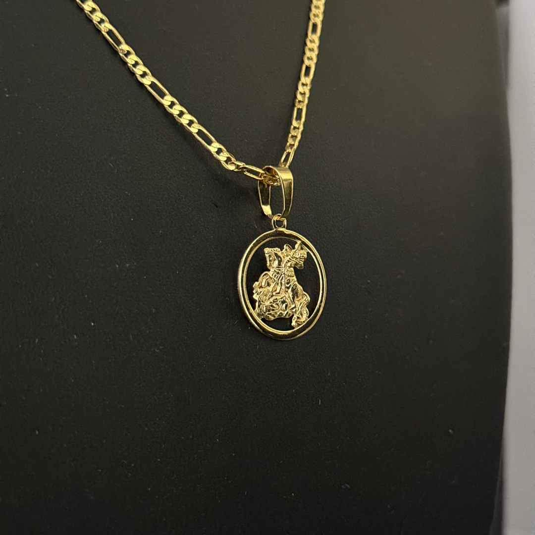 Corrente Elo 3x1 - 2mm + Pingente da sua Escolha (Banhado a Ouro 18k)