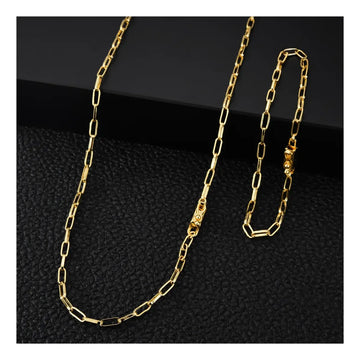 Kit Colar e Pulseira Tijolinhno 3mm Moeda Antiga Premmium 18k