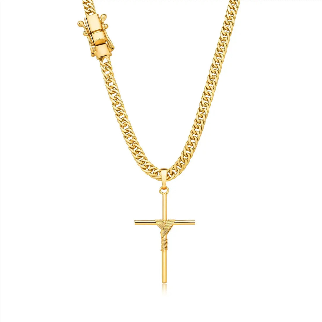 Colar Cordão Masculino 4mm + Pingente Cruz Identico 18k