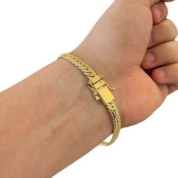 Pulseira Lacraia Laminada 6mm Masculina Moeda Antiga Premmium Identico Ouro 18k