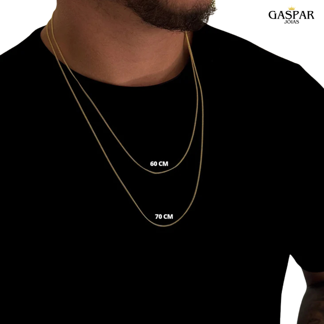 Kit Corrente e Pulseira - Grumet 1,5mm - Banhado A Ouro 18k