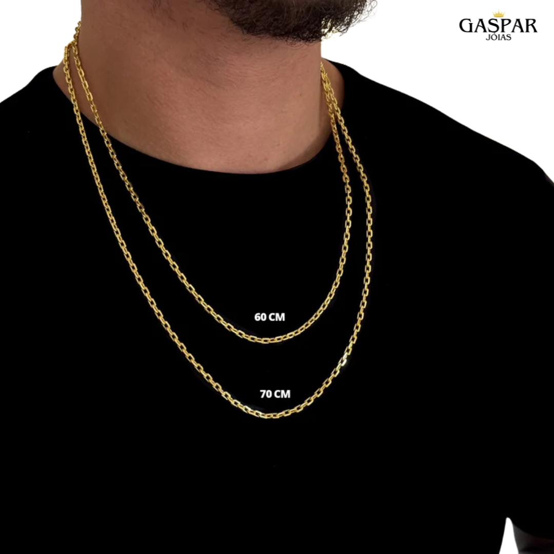 Kit Corrente e Pulseira - Cadeado 3,5mm - Banhado A Ouro 18k