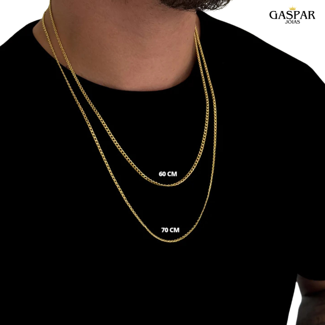 Kit Corrente e Pulseira - Grumet 3mm - Banhado A Ouro 18k