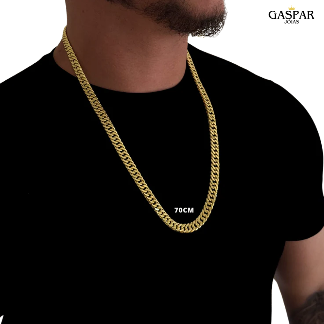 Kit Corrente e Pulseira - Grummet 10mm - Banhado A Ouro 18k
