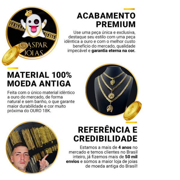 CORRENTE CADEADO 4MM - 65CM -  (MOEDA ANTIGA)