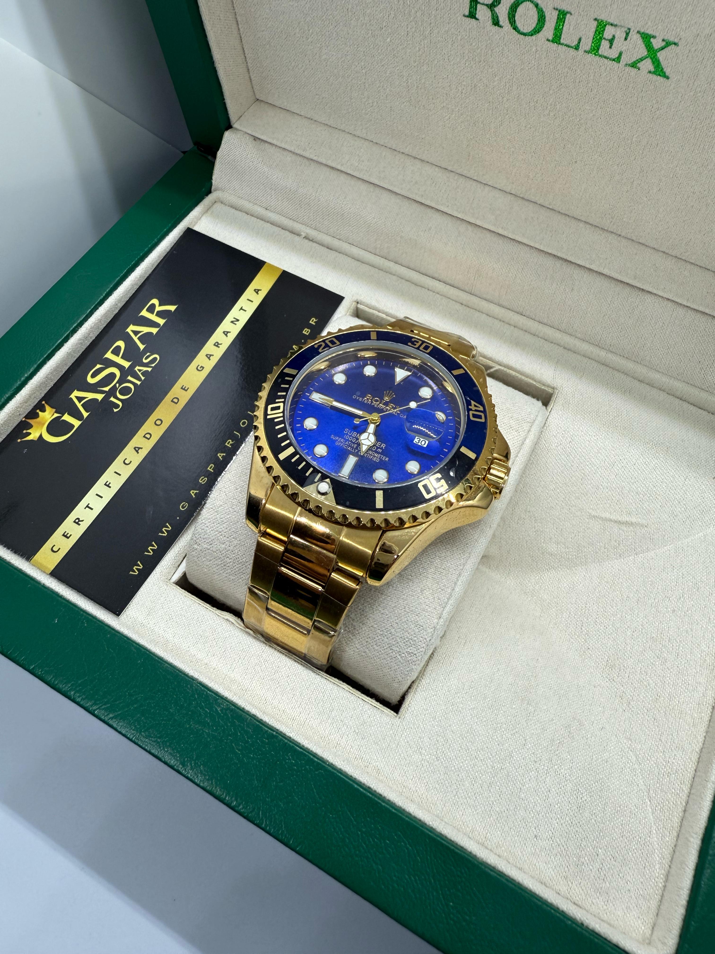 Relógio Rolex - Submariner Dourado c/Azul