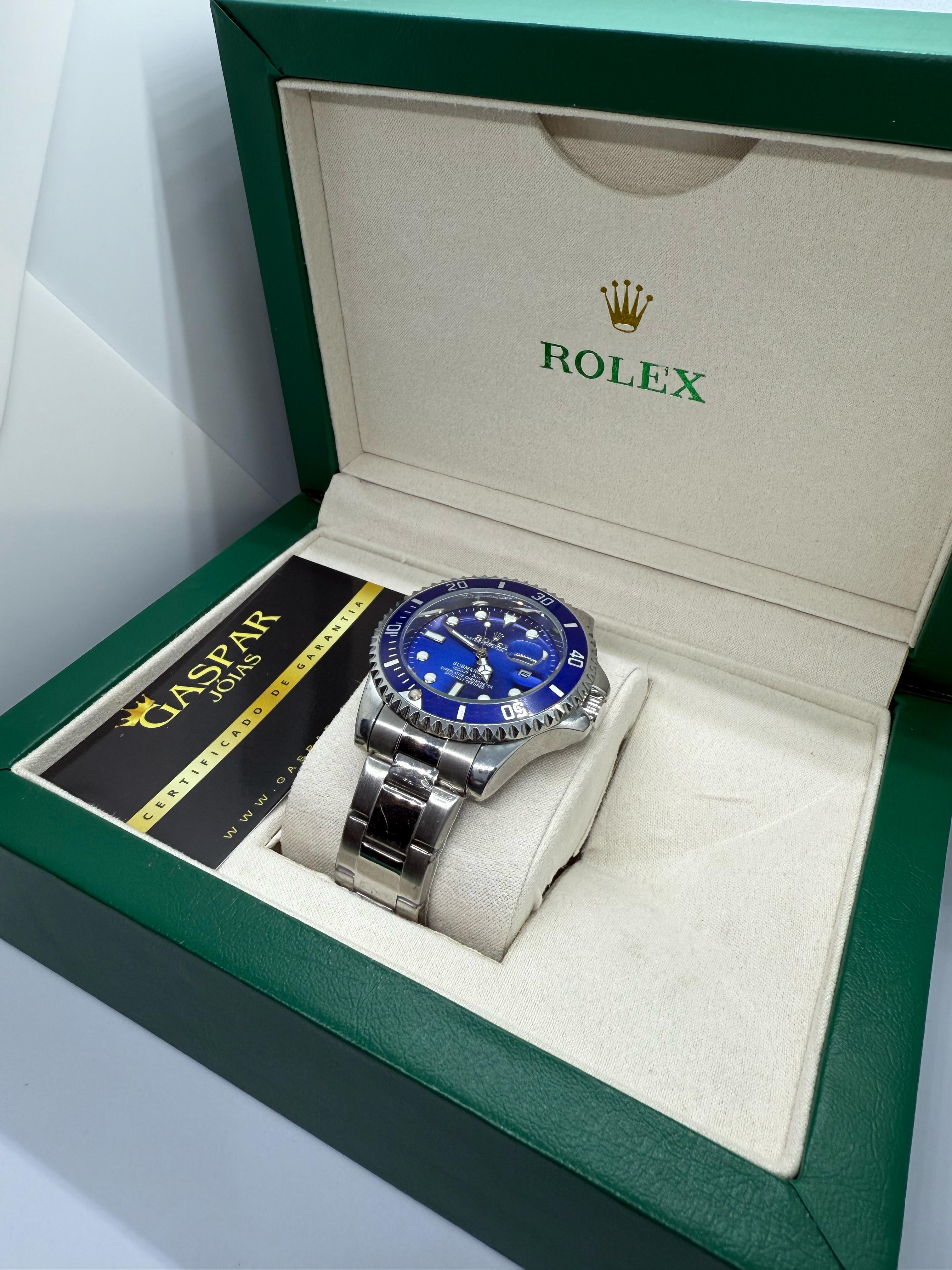 Relógio Rolex -Submariner Style Prata c/Azul