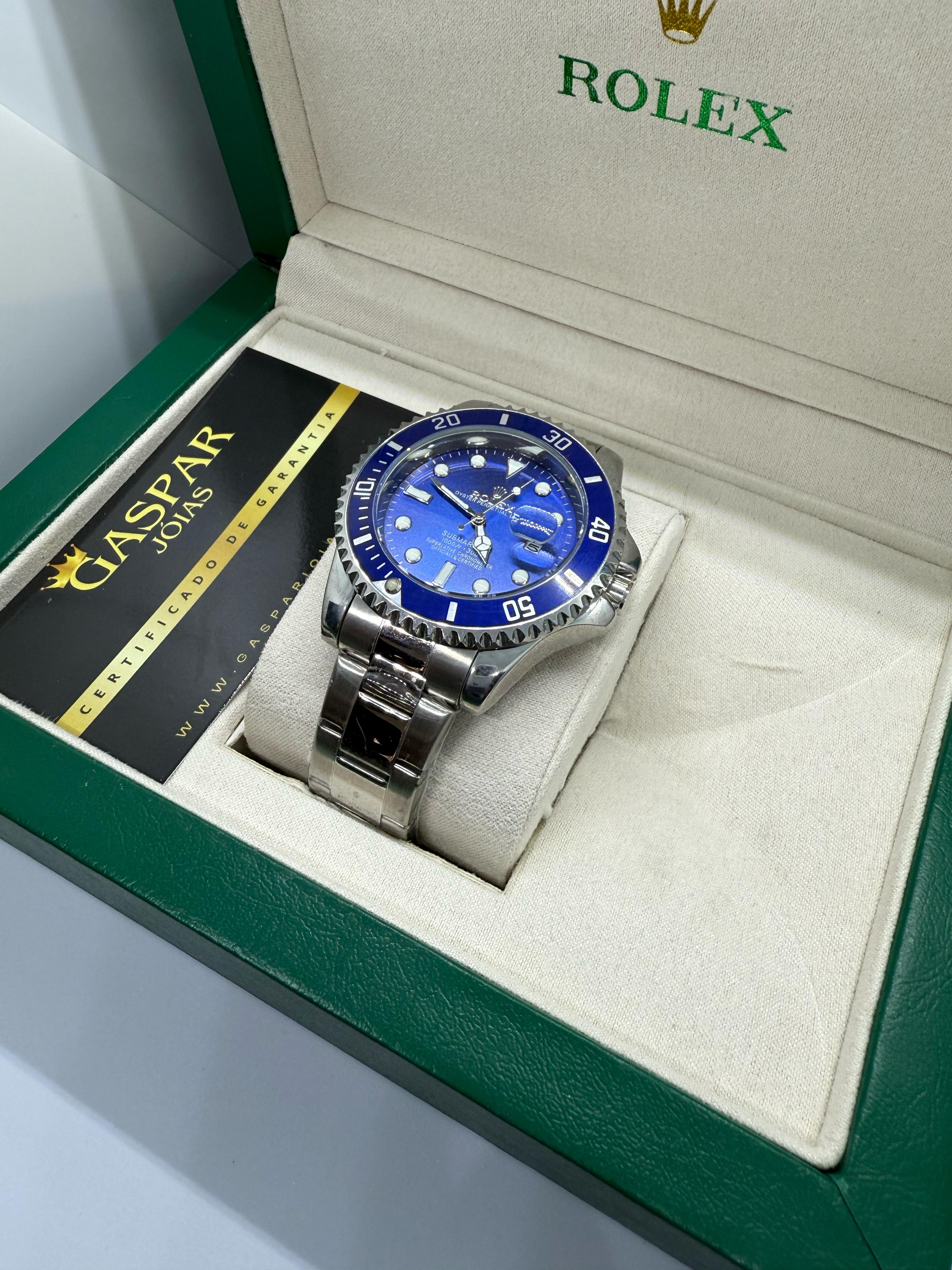 Relógio Rolex -Submariner Style Prata c/Azul