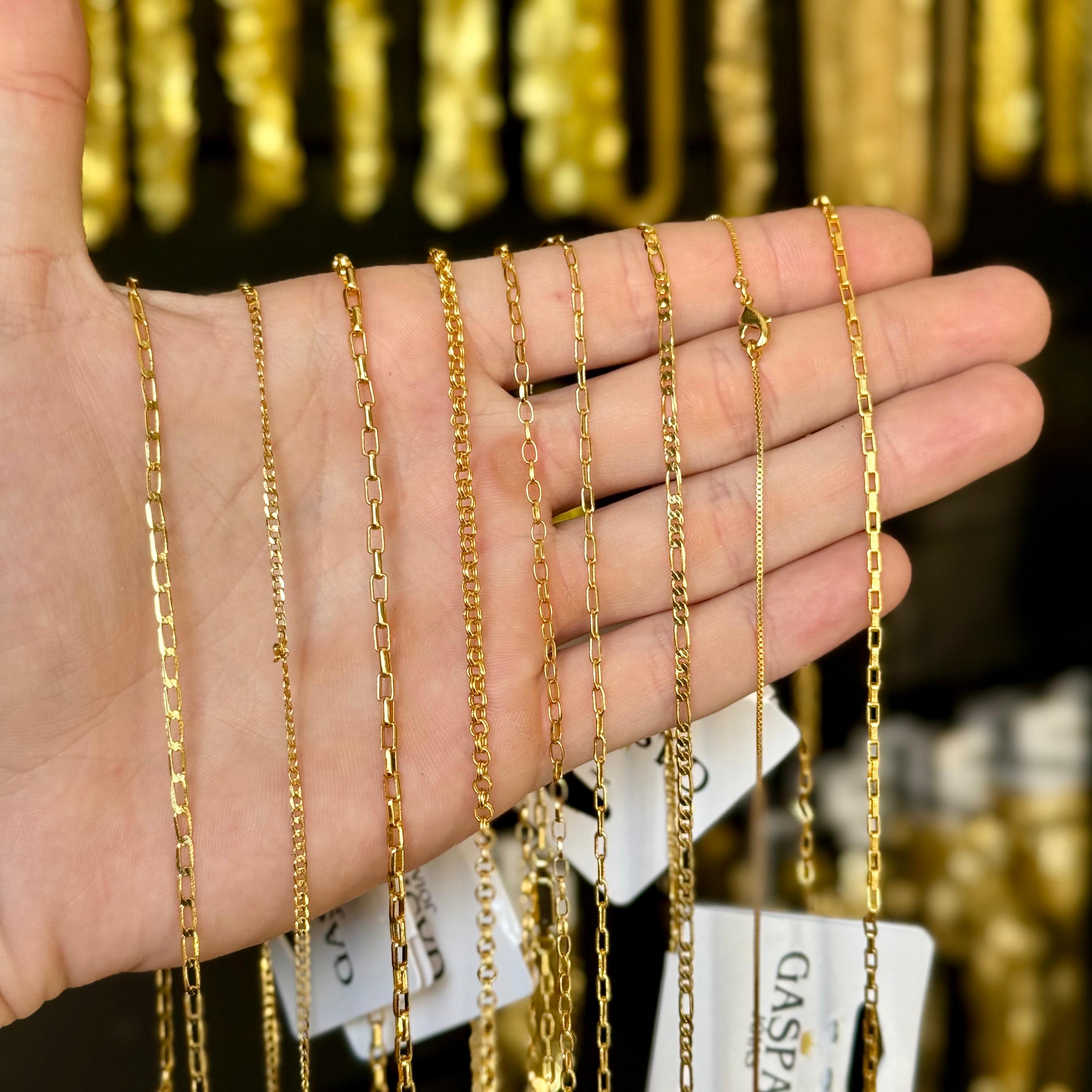 Kit Empreendedor Completo – 18 Peças (9 Correntes + 9 Pingentes) Banhado a ouro 18k