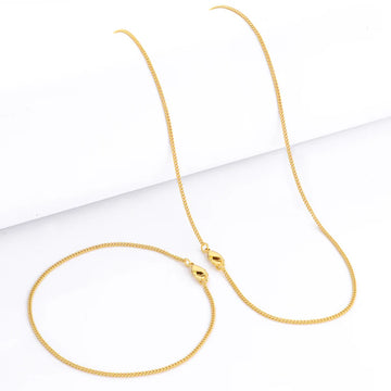 Kit Corrente e Pulseira - Grumet 1,5mm - Banhado A Ouro 18k