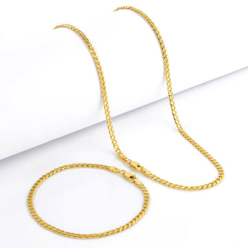 Kit Corrente e Pulseira - Grumet 3mm - Banhado A Ouro 18k